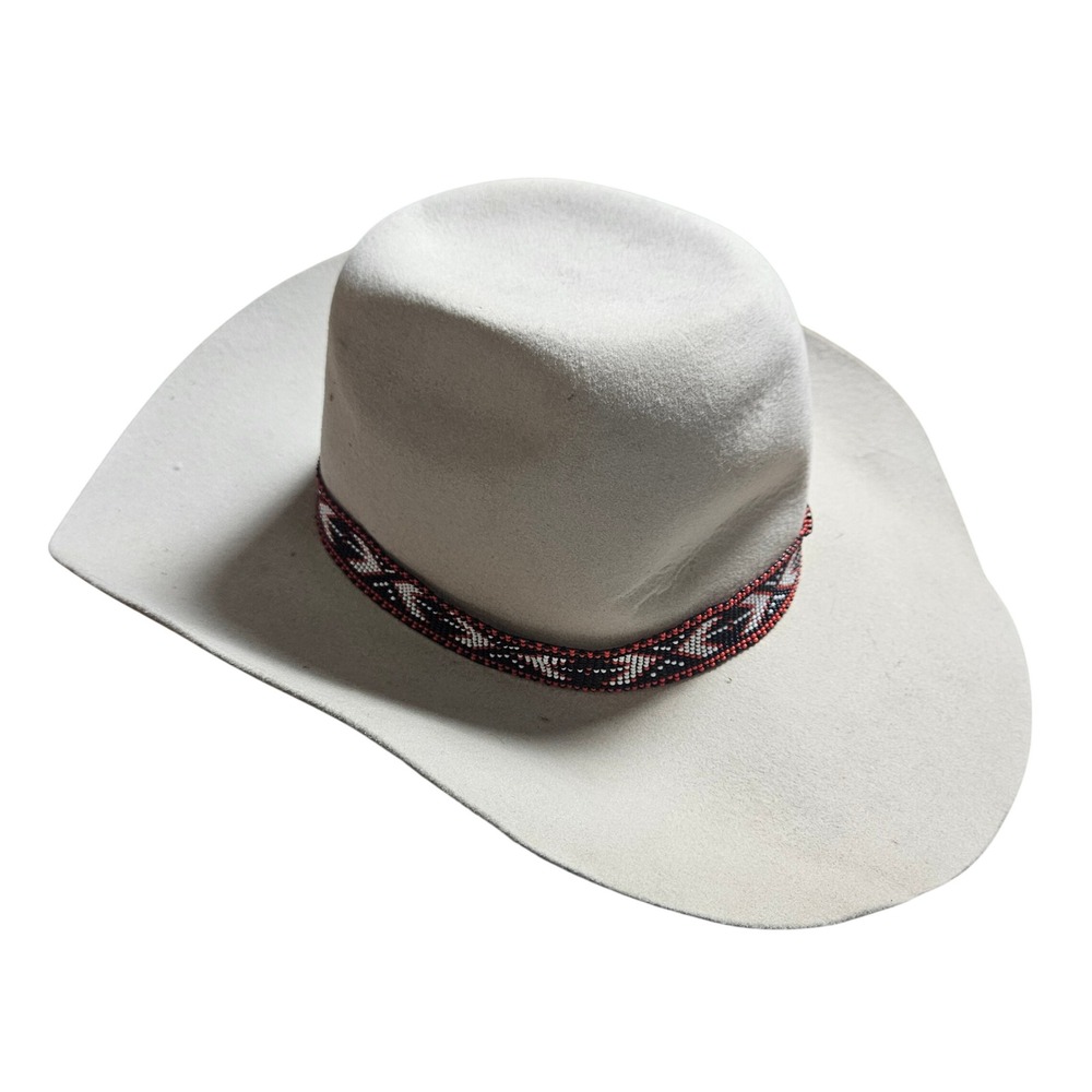 Resistol Felt Cowboy Hat Beaded Band 7 3/8 59 Made in USA Light Gray Western